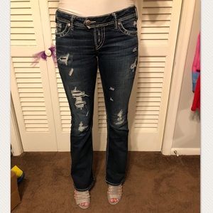 Silver bootleg jeans